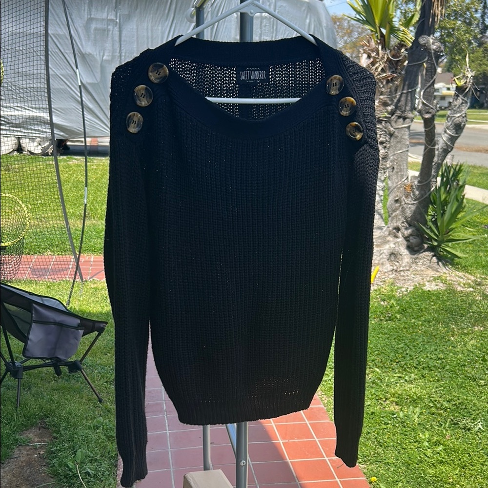 Black Button-Detail Sweater